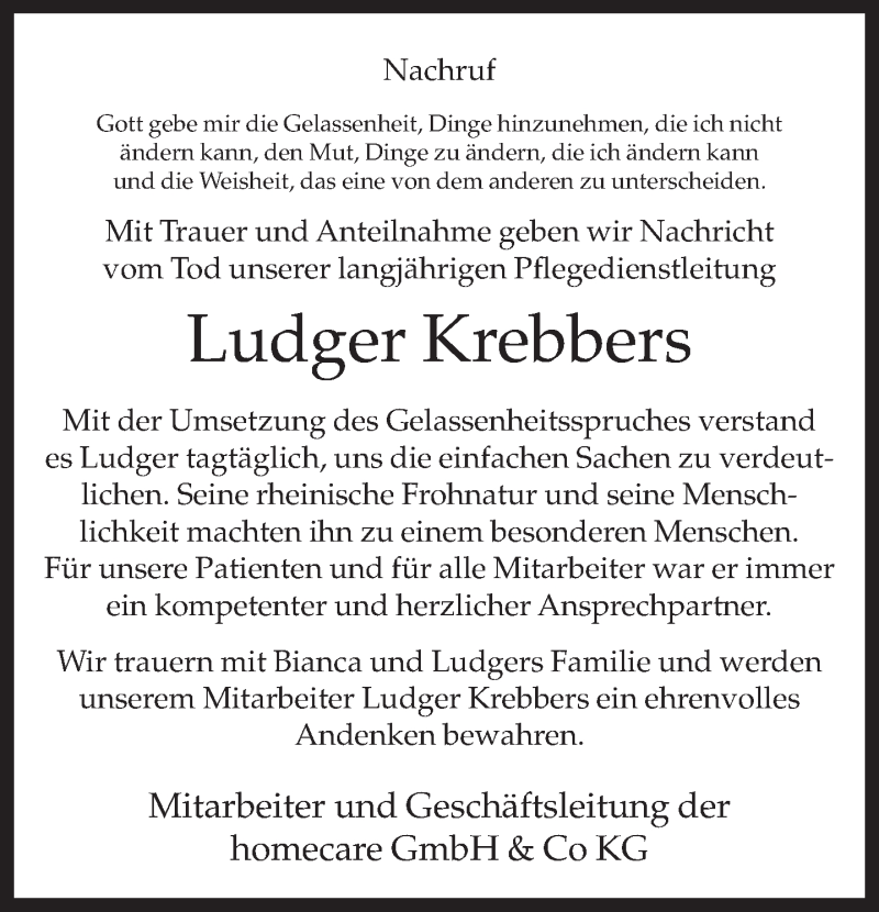  Traueranzeige für Ludger Krebbers vom 08.01.2014 aus Neue Westfälische