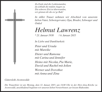 Traueranzeige von Helmut Lawrenz von Neue Westfälische