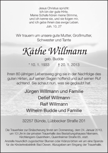 Traueranzeige von Edith Neumann von Neue Westfälische