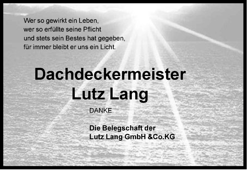  Traueranzeige für Lutz Lang vom 16.02.2013 aus Neue Westfälische