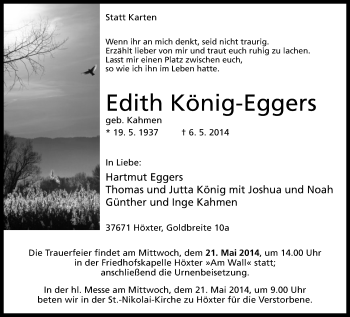 Traueranzeige von Edith König-Eggers von Neue Westfälische