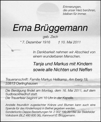 Traueranzeige von Erna Brüggemann von Neue Westfälische