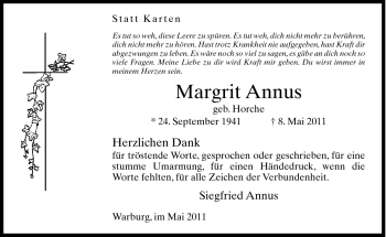 Traueranzeige von Margrit Annus von Neue Westfälische