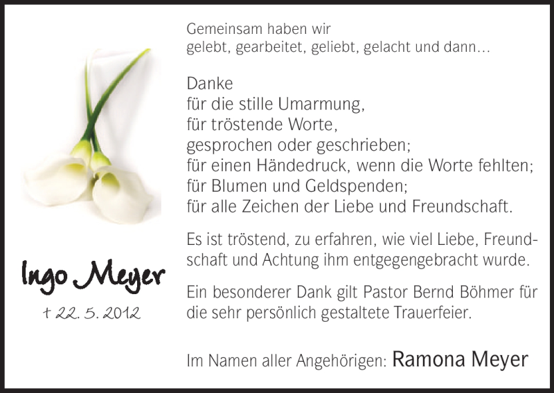  Traueranzeige für Ingo Meyer vom 23.06.2012 aus Neue Westfälische