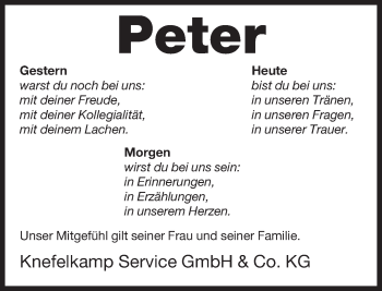 Traueranzeige von Peter  von Neue Westfälische