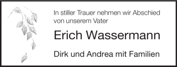 Traueranzeige von Erich Wassermann von Neue Westfälische