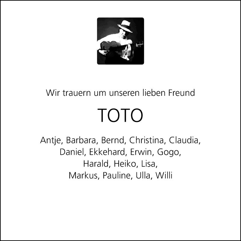  Traueranzeige für Toto Blanke vom 01.11.2013 aus Neue Westfälische