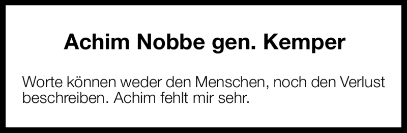 Traueranzeige für Achim Kemper vom 03.11.2012 aus Neue Westfälische