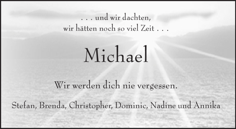  Traueranzeige für Michael  vom 14.10.2011 aus Neue Westfälische