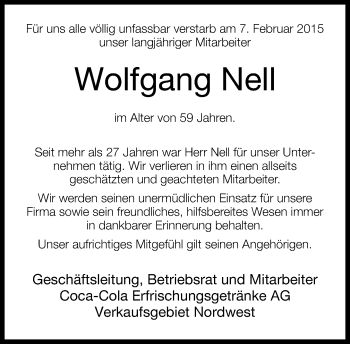 Traueranzeige von Wolfgang Nell von Neue Westfälische