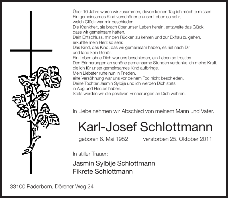  Traueranzeige für Karl-Josef Schlottmann vom 27.10.2011 aus Neue Westfälische