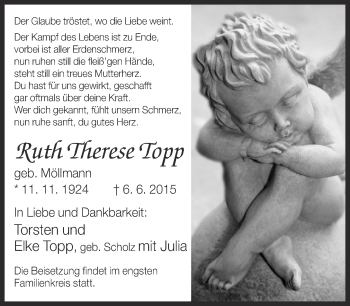 Traueranzeige von Ruth Therese Topp von Neue Westfälische