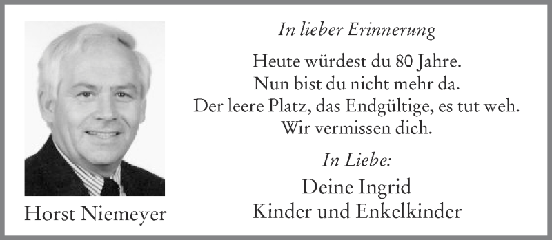  Traueranzeige für Horst Niemeyer vom 02.03.2015 aus Neue Westfälische