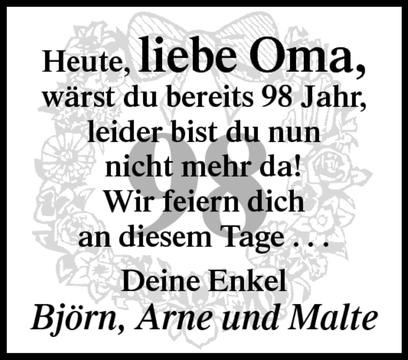  Traueranzeige für Liebe Oma vom 10.01.2011 aus Neue Westfälische