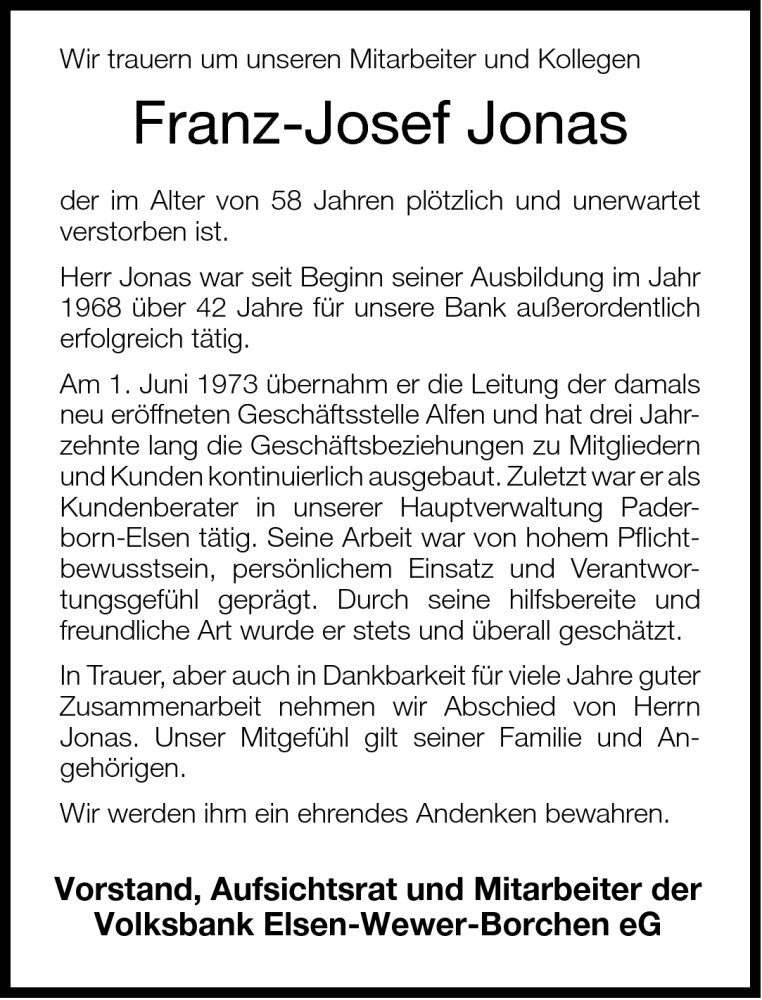  Traueranzeige für Franz-Josef Jonas vom 04.03.2011 aus Neue Westfälische