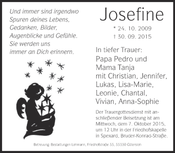 Traueranzeige von Josefine  von Neue Westfälische