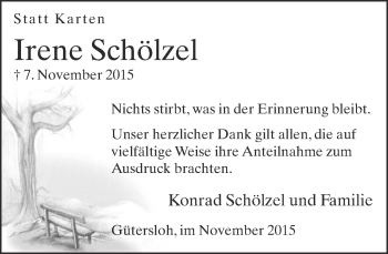 Traueranzeige von Irene Schölzel