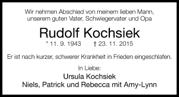 Traueranzeige von Rudolf Kochsiek von Neue Westfälische