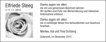 Traueranzeige von Elfriede Steeg von Neue Westfälische