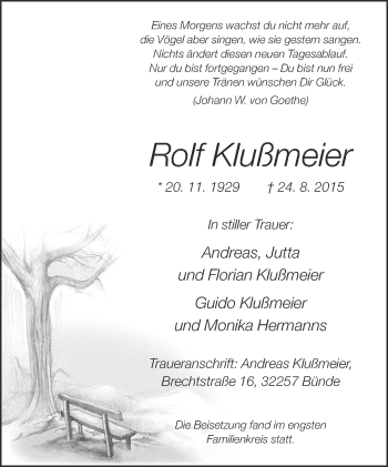 Traueranzeige von Rolf Klußmeier