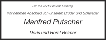 Traueranzeige von Manfred Putscher von Neue Westfälische