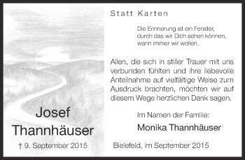 Traueranzeige von Josef Thannhäuser von Neue Westfälische