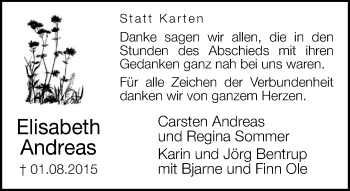 Traueranzeige von Elisabeth Andreas von Neue Westfälische