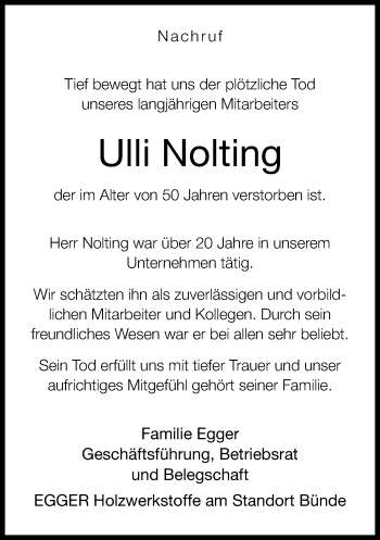 Traueranzeige von Ulli Nolting