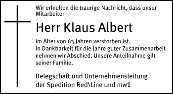 Traueranzeige von Klaus Albert von Neue Westfälische