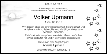 Traueranzeige von Volker Upmann