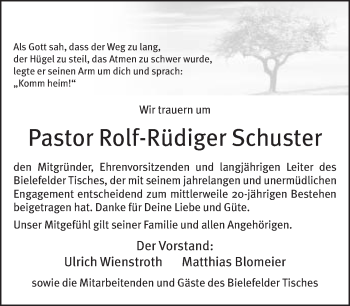 Traueranzeige von Rolf-Rüdiger Schuster von Neue Westfälische