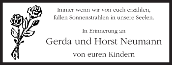 Traueranzeige von Gerda und Horst Neumann von Neue Westfälische