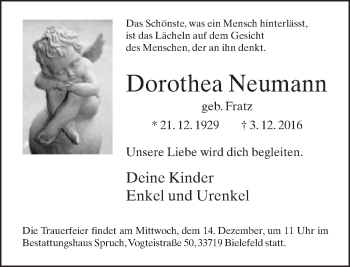 Traueranzeige von Dorothea Neumann von Neue Westfälische