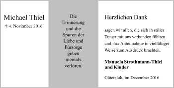 Traueranzeige von Michael Thiel von Neue Westfälische