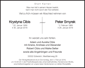 Traueranzeige von Krystyna und Peter  von Neue Westfälische