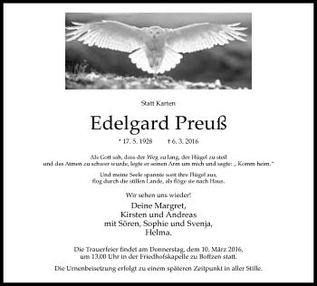Traueranzeige von Edelgard Preuß von Neue Westfälische