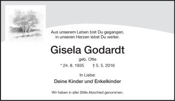 Traueranzeige von Gisela Godardt von Neue Westfälische