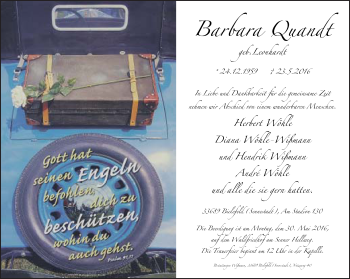 Traueranzeige von Barbara Quandt von Neue Westfälische