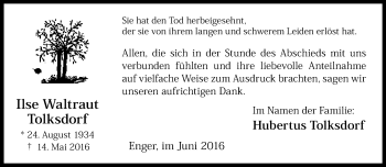 Traueranzeige von Hubertus Tolksdorf von Neue Westfälische