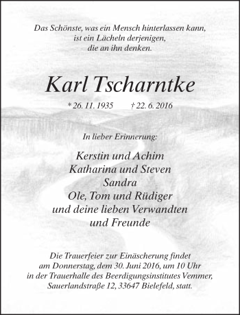Traueranzeige von Karl Tscharntke von Neue Westfälische