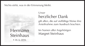 Traueranzeige von Hermann Steinhaus von Neue Westfälische