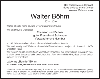 Traueranzeige von Walter Böhm von Neue Westfälische