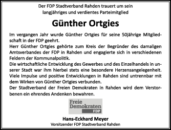 Traueranzeige von Günter Ortgies von Neue Westfälische