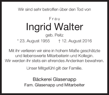 Traueranzeige von Ingrid Walter von Neue Westfälische