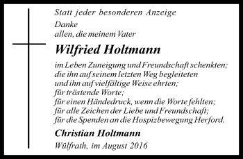 Traueranzeige von Wilfried Holtmann von Neue Westfälische