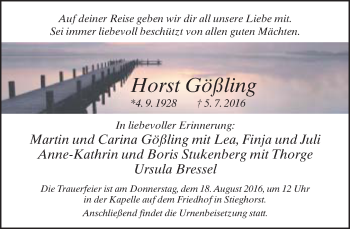 Traueranzeige von Horst Gößling von Neue Westfälische