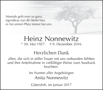 Traueranzeige von Heinz Nonnewitz von Neue Westfälische