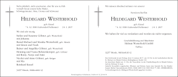 Traueranzeige von Hildegard Westerhold von Neue Westfälische