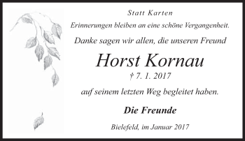 Traueranzeige von Horst Kornau von Neue Westfälische