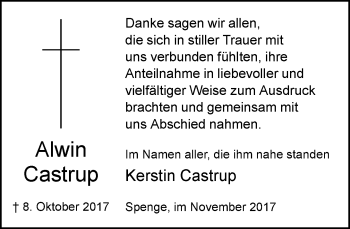 Traueranzeige von Alwin Castrup von Neue Westfälische